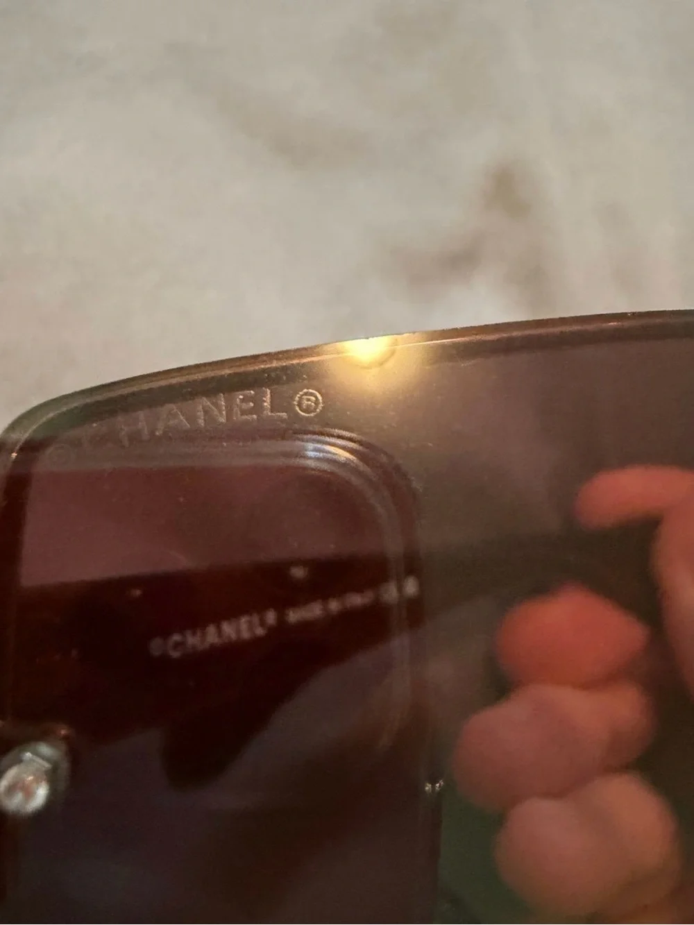 CHANEL Brown Gradient Shield Sunglasses with Gold CC Accent